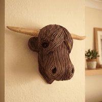 BOVINEART - Rustic Highland Cow Wall Art Sculpture