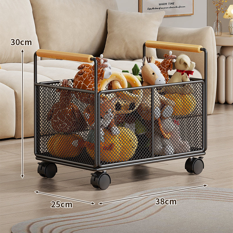 Breathable Diamond Mesh Toy & Home Storage Bin with Ergonomic Wooden Handles