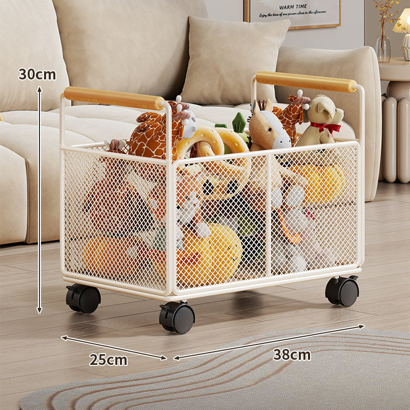 Breathable Diamond Mesh Toy & Home Storage Bin with Ergonomic Wooden Handles