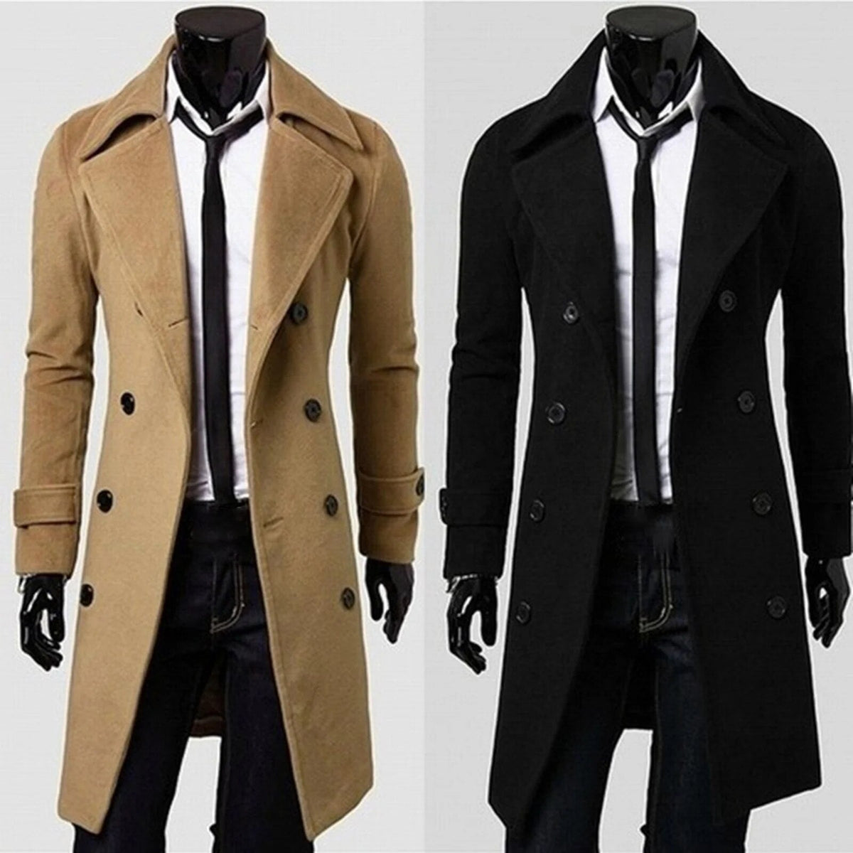 British Style Trench Coat - Double-Breasted Windproof Jacket