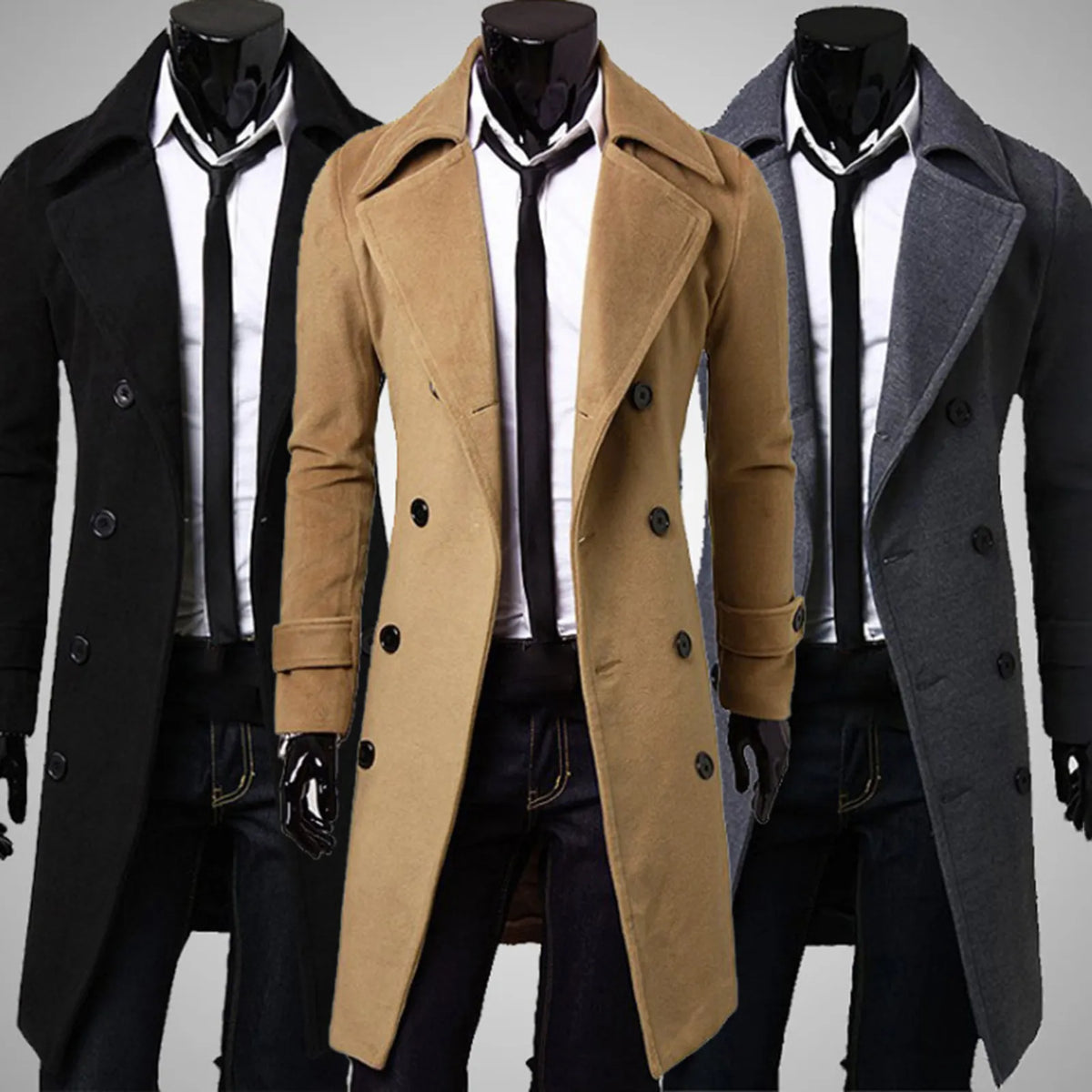 British Style Trench Coat - Double-Breasted Windproof Jacket