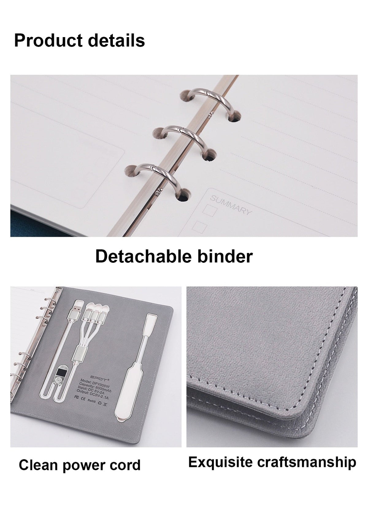 Business Class Charging Notebook with Power Bank and Light