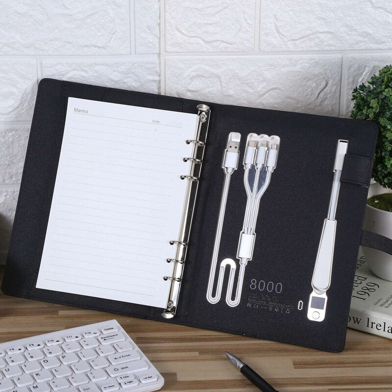 Business Class Charging Notebook with Power Bank and Light