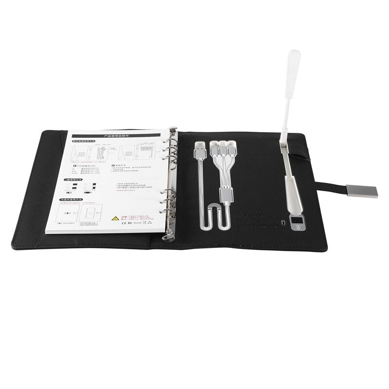 Business Class Charging Notebook with Power Bank and Light