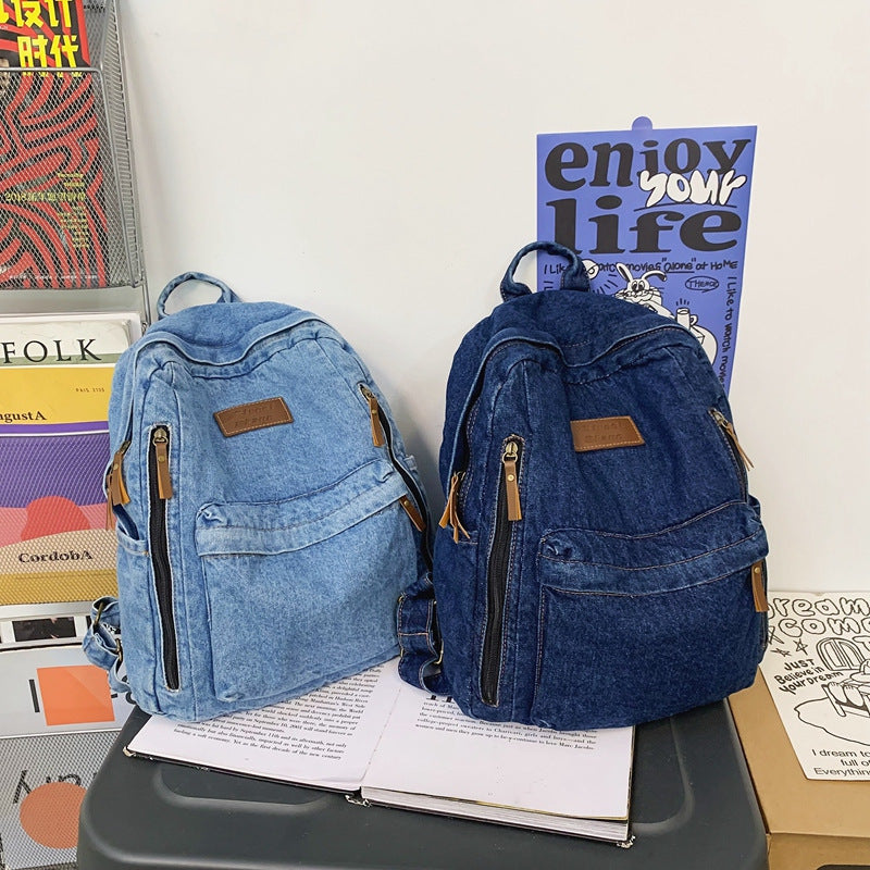 Casual Denim School Backpack