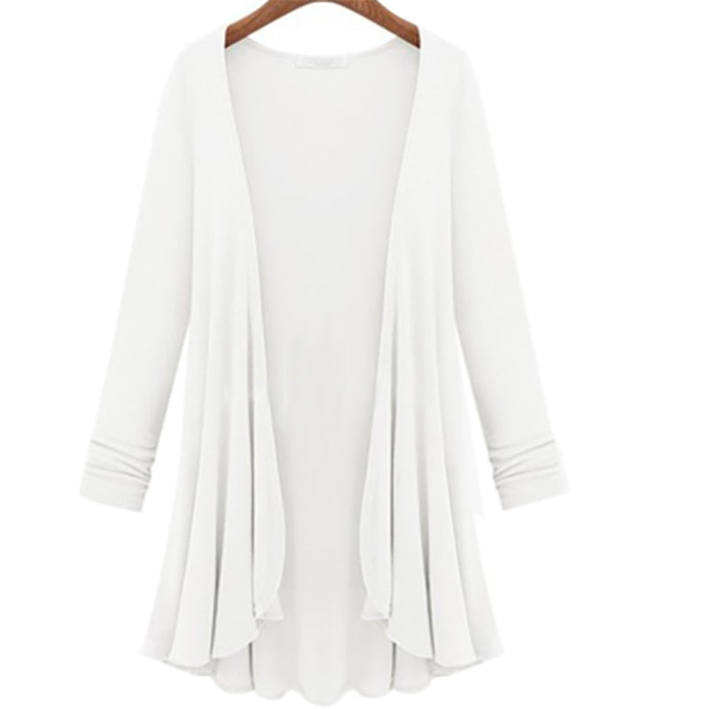 Casual vest with long sleeves and ruffles