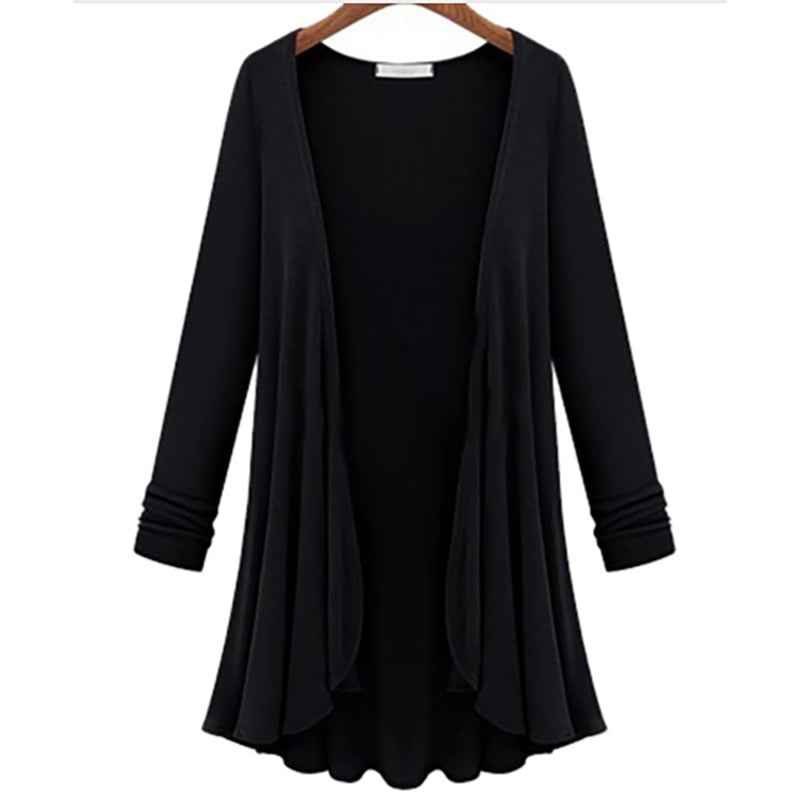 Casual vest with long sleeves and ruffles