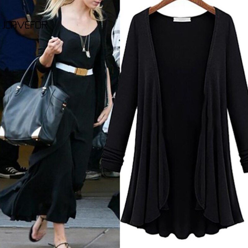 Casual vest with long sleeves and ruffles