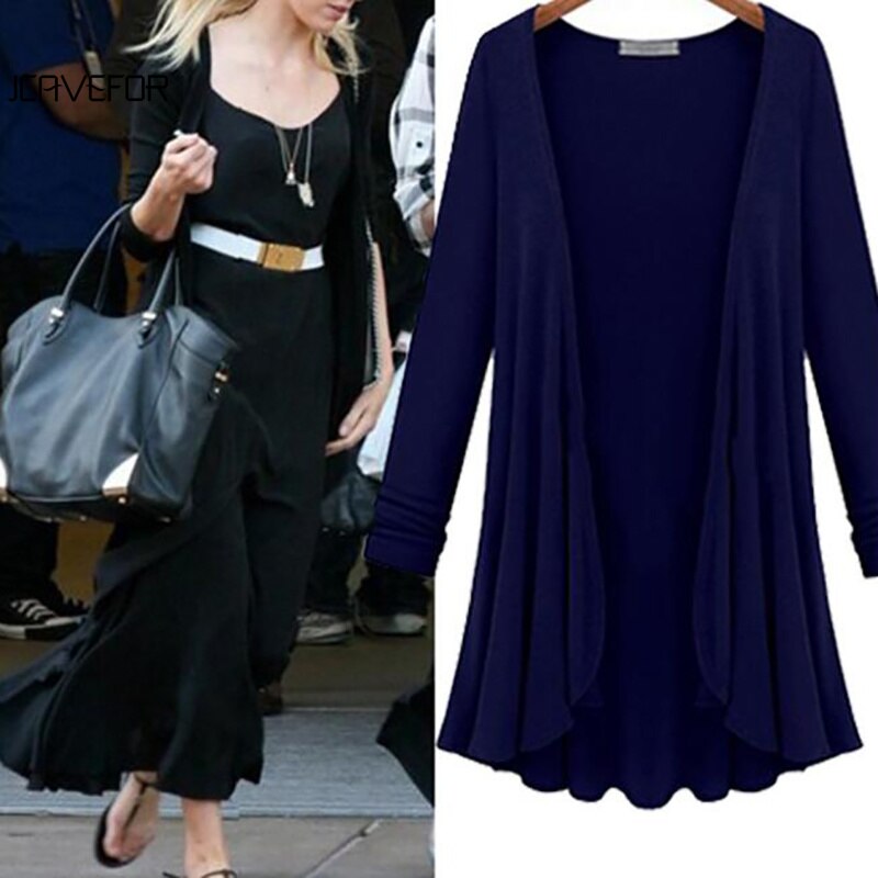Casual vest with long sleeves and ruffles