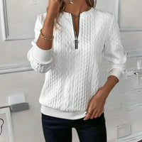 Casual Women's V-Neck Zip Sweater - Comfort & Style