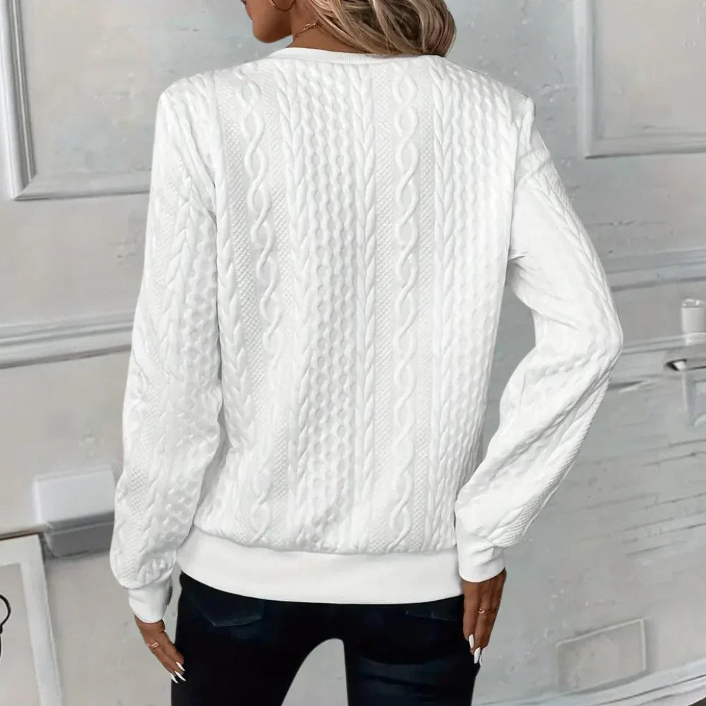 Casual Women's V-Neck Zip Sweater - Comfort & Style