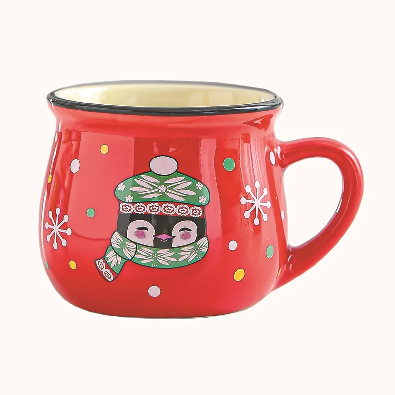 Ceramic Christmas Coffee Mug with Cheerful Cartoon Design