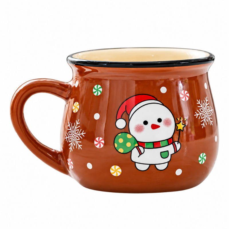 Ceramic Christmas Coffee Mug with Cheerful Cartoon Design