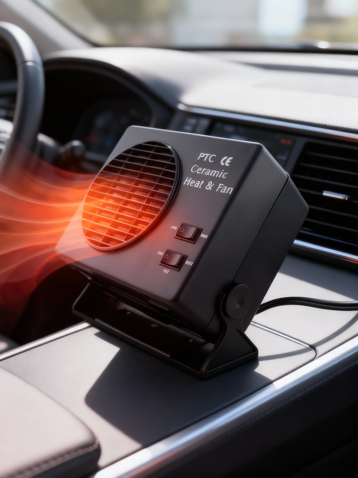 Charly | 12V Ceramic Car Heater Fan | 150W-300W | Portable Defroster w/ Automatic Thermostat