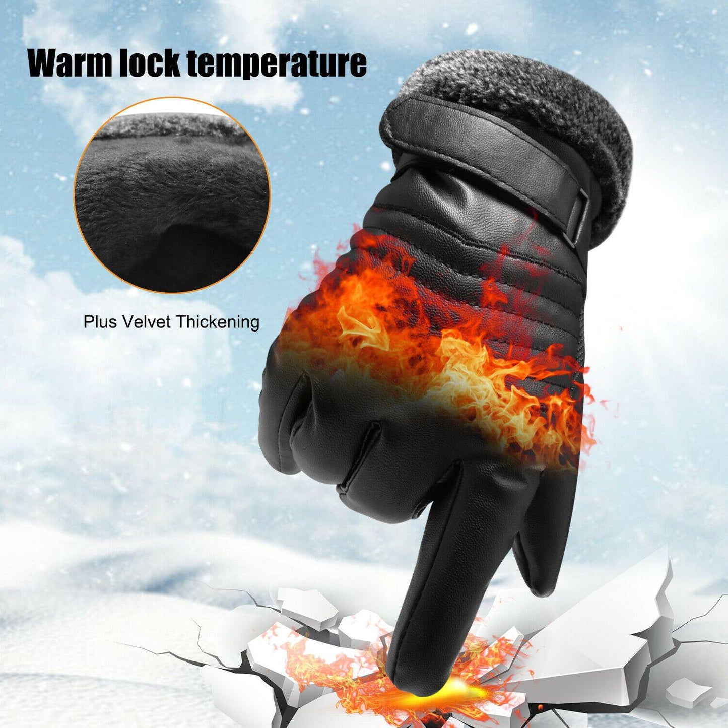 Charly | -30℃ Waterproof, Warm Leather Ski Gloves for Winter | Touchscreen Compatible