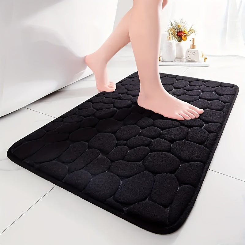 Charly | Absorbent Bath Mat Stone Patterned Bath Rug