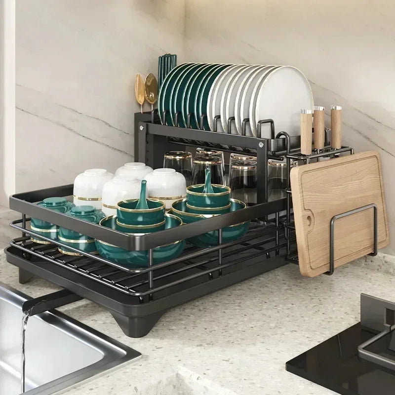 Charly | Adjustable Dish Drying Rack with Cutting Board Holder