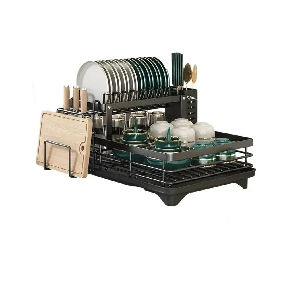 Charly | Adjustable Dish Drying Rack with Cutting Board Holder