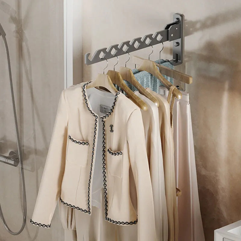 Charly | Adjustable Wall-Mounted Clothes Rack - Foldable Clothes and Garment Organizer with High Load Design