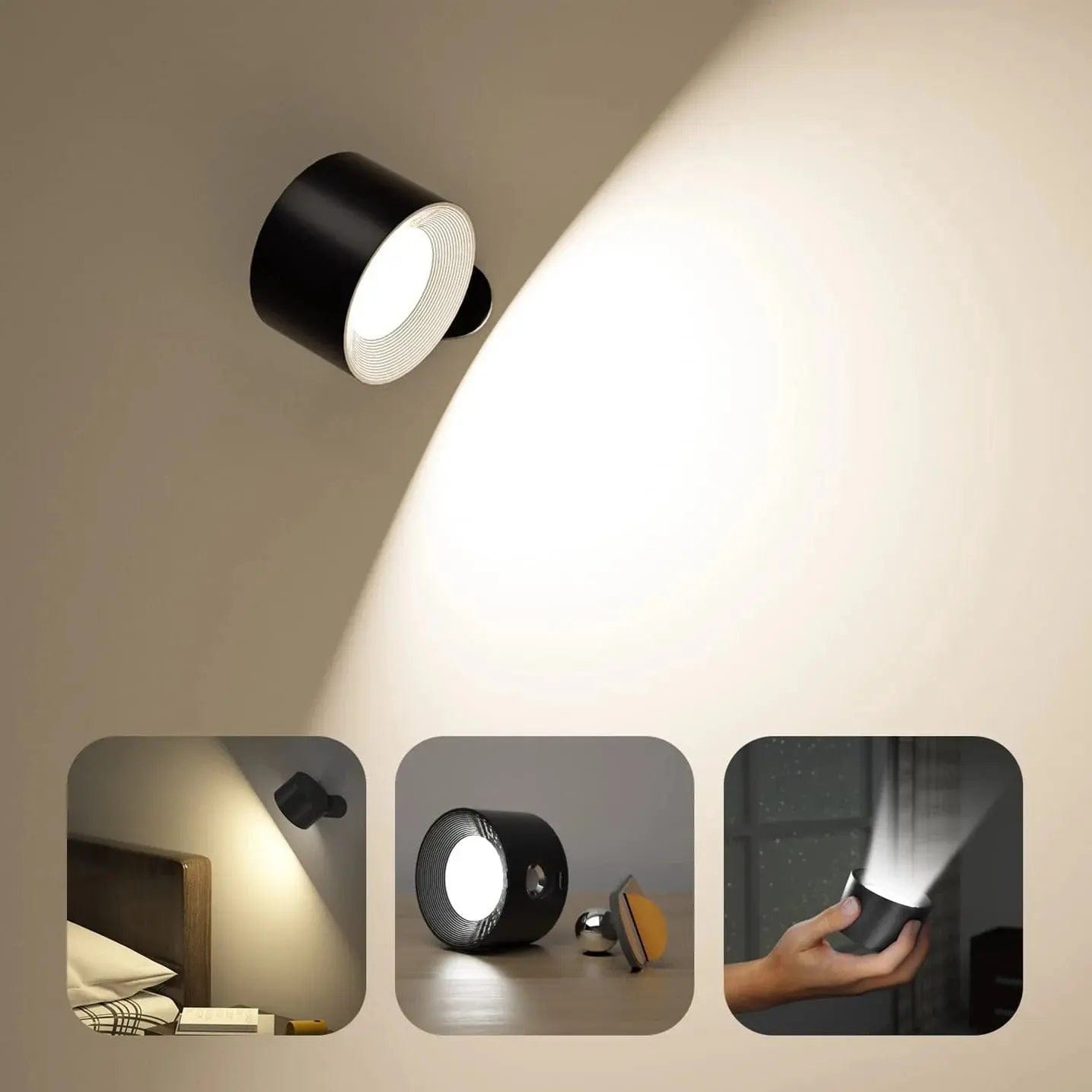 Charly | Battery Powered Wall Lamp | Rechargeable, 360° Adjustable and Wireless for Bedrooms, Hallways, and Reading Corners