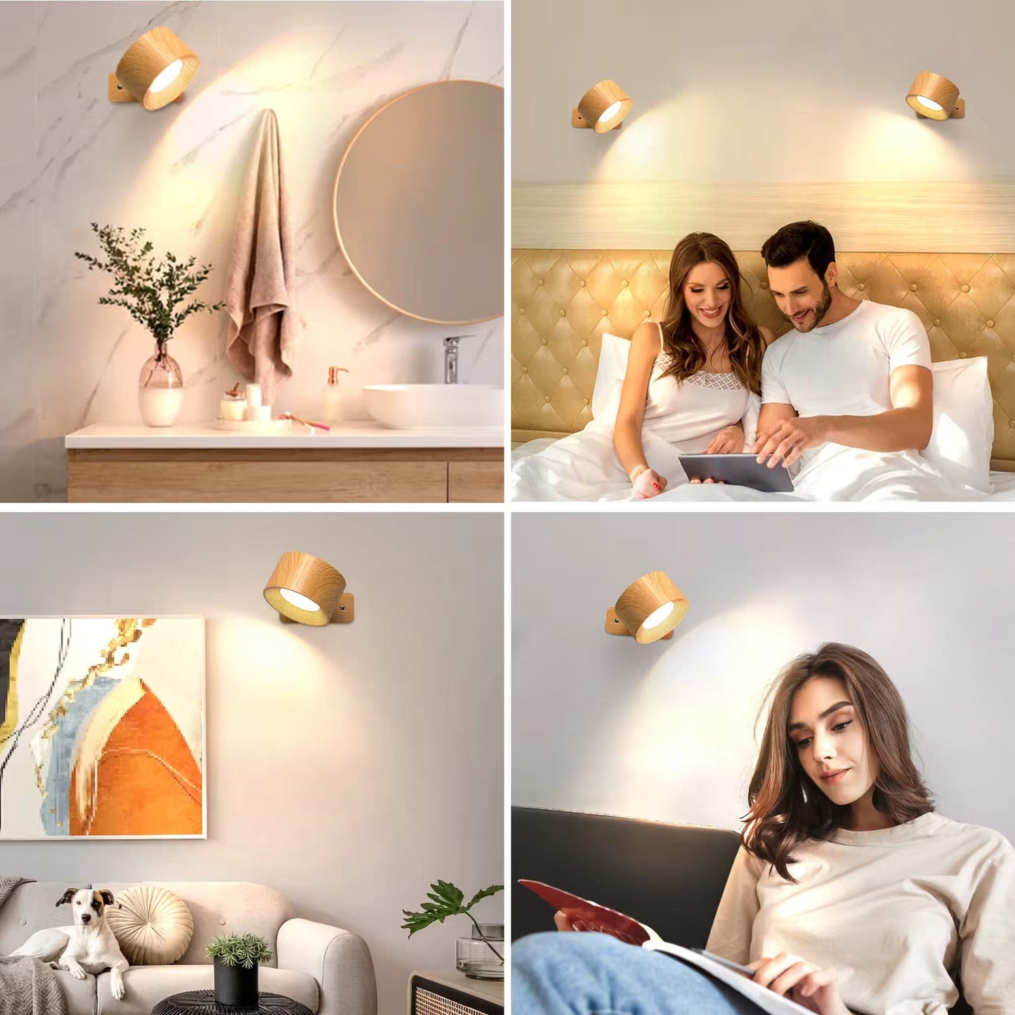 Charly | Battery Powered Wall Lamp | Rechargeable, 360° Adjustable and Wireless for Bedrooms, Hallways, and Reading Corners