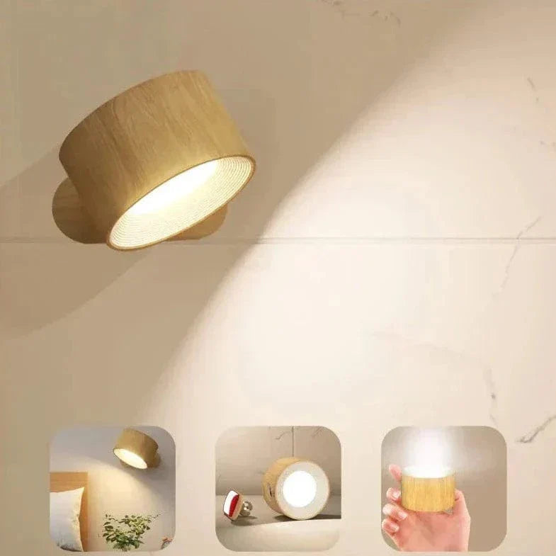 Charly | Battery Powered Wall Lamp | Rechargeable, 360° Adjustable and Wireless for Bedrooms, Hallways, and Reading Corners