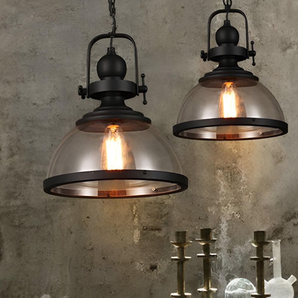 Charly | Bowl-Shaped Glass Pendant Light | Industrial Retro Design