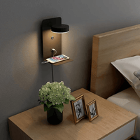 Sisica | Rotating LED Bedside Lamp with Integrated Charger & Shelf