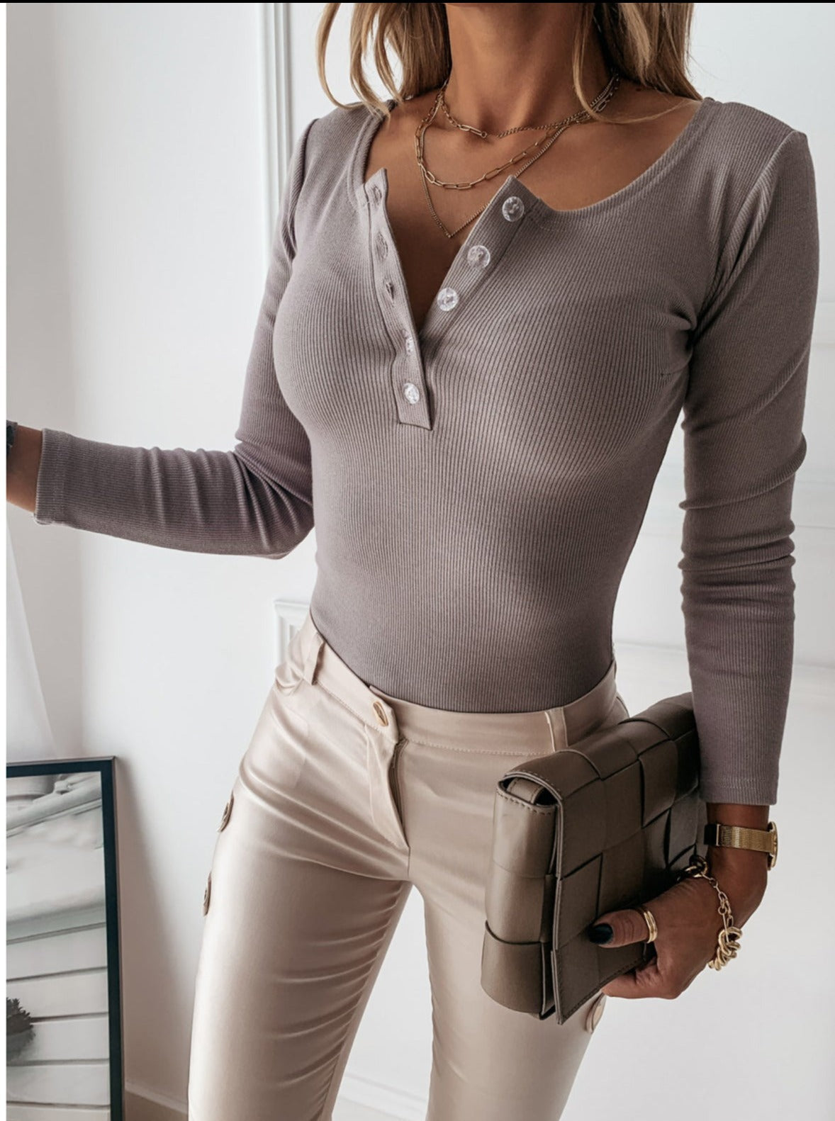 Charly Carin Ribbed Henley Tee
