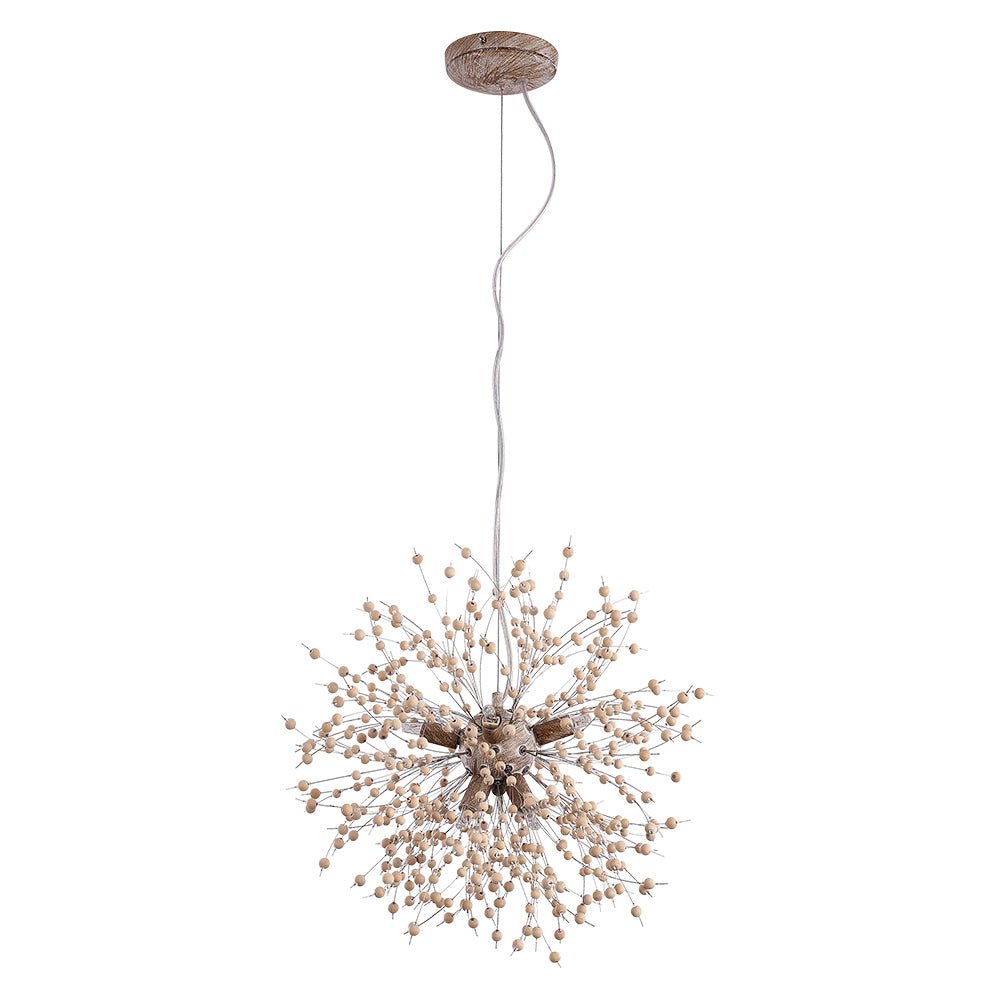 Charly | Dandelion Pendant Light with Wooden Beads | Firework Starburst Design