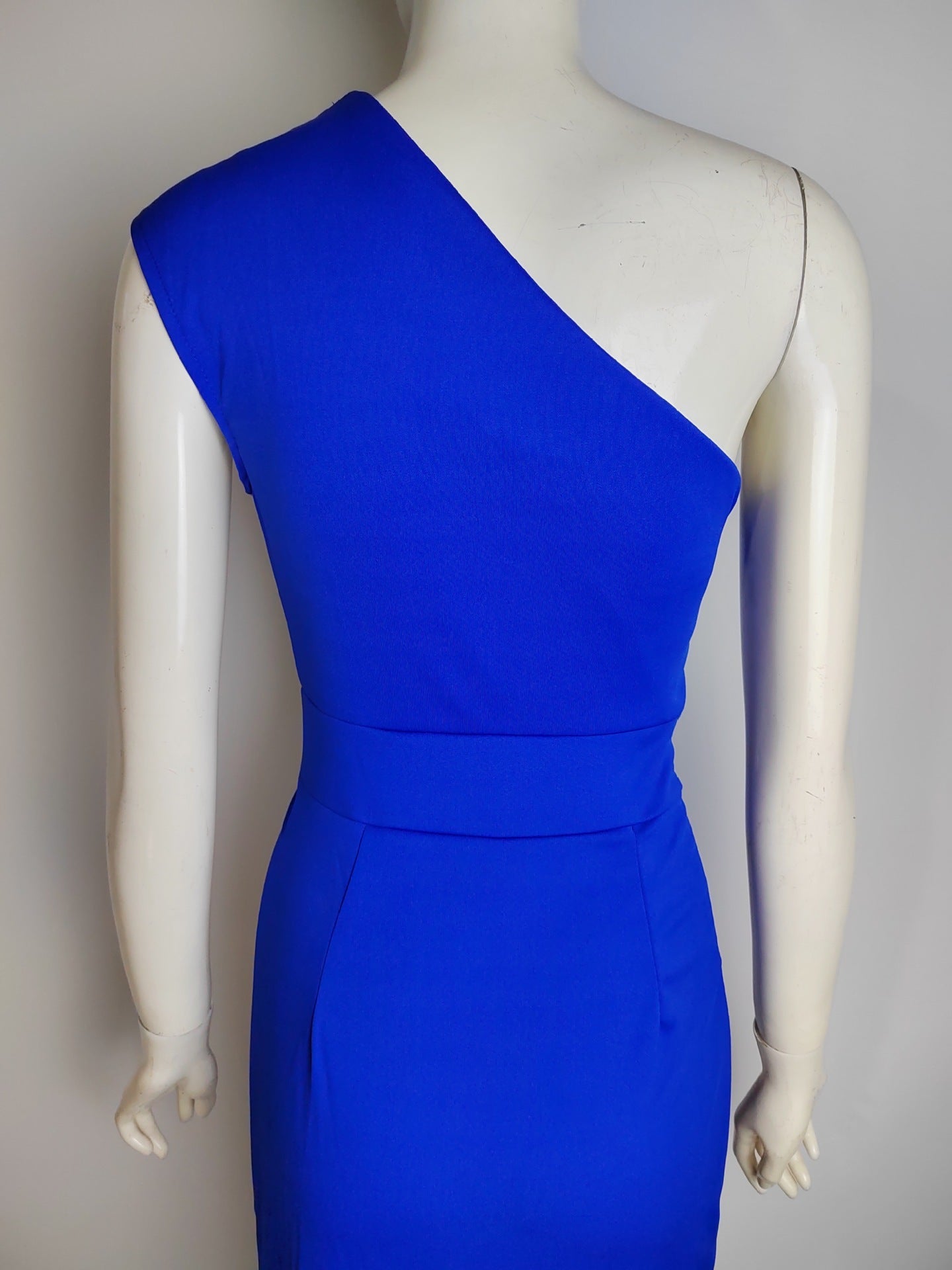 Charly Elegant Formal Solid Slit Asymmetrical Diagonal Collar Evening Dresses