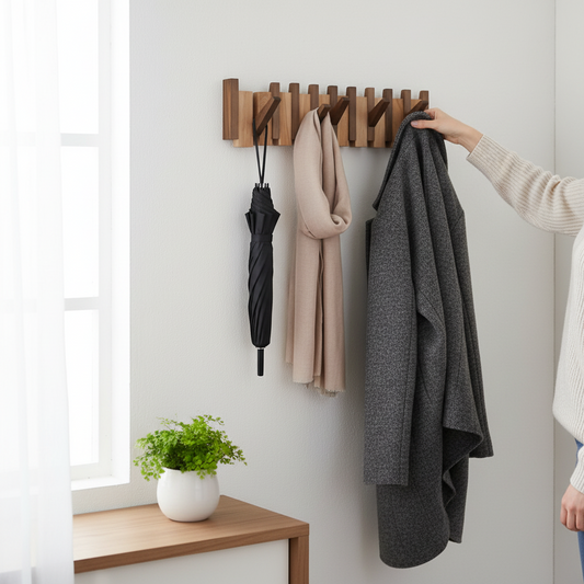 Charly | Elegant Wooden Coat Rack for Piano Hanging Clothes Storage