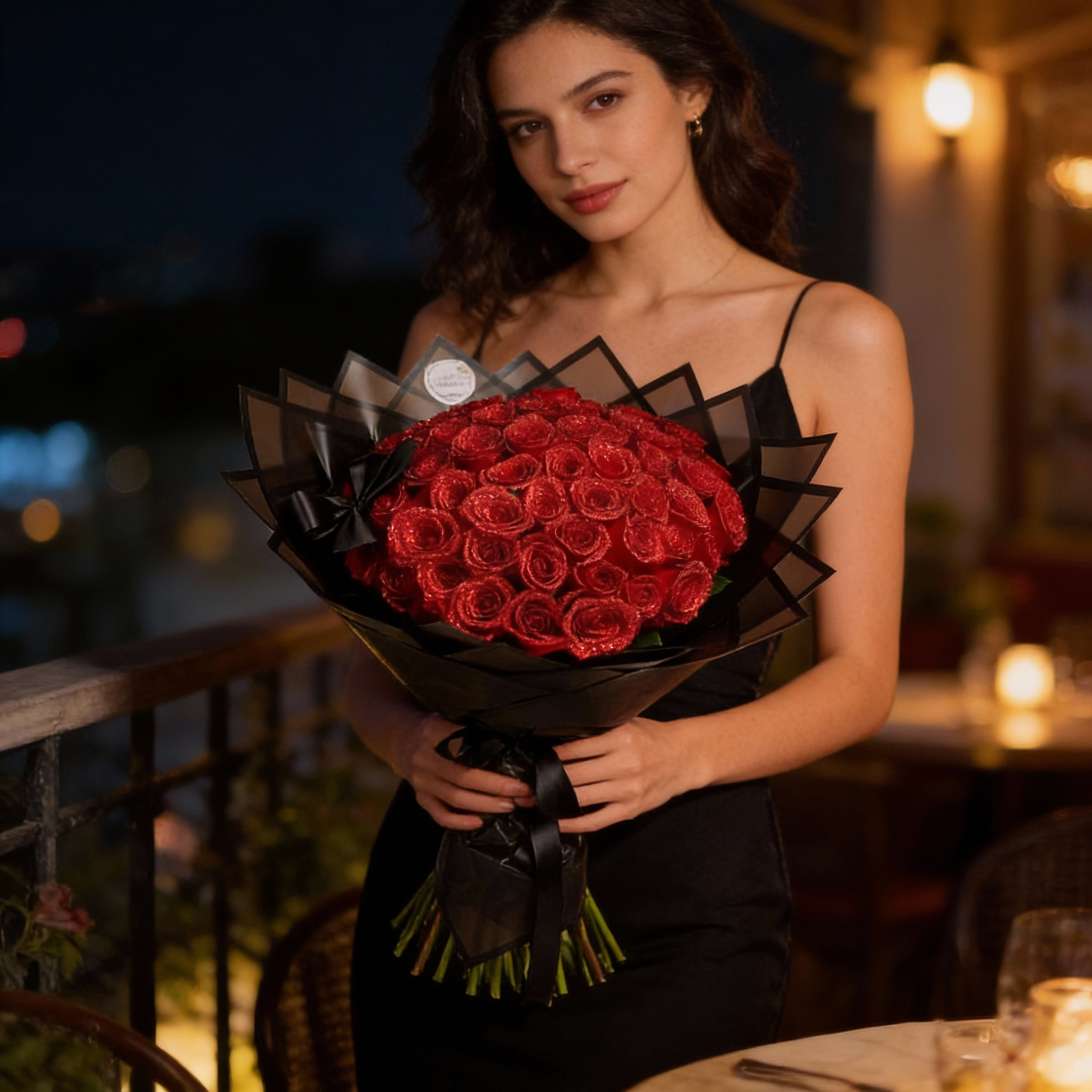 Charly | Eternal Glitter Rose | Handcrafted Decorative Art Flower | Sparkling Crystal Finish | Exclusive Gift Set for Special Occasions | Durable & Maintenance-Free