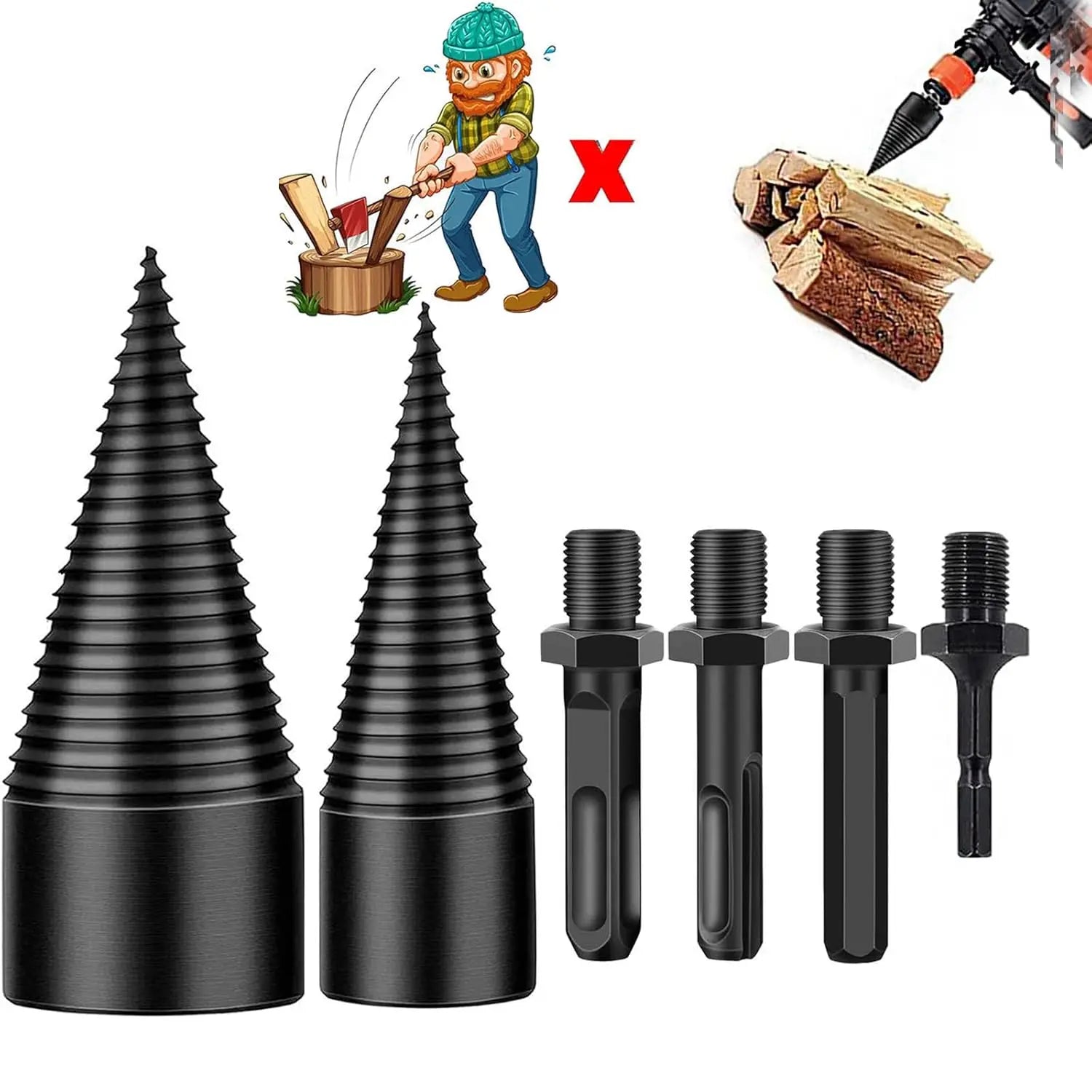 Charly | Firewood Drill Bit Set – Split wood easily with the cordless drill
