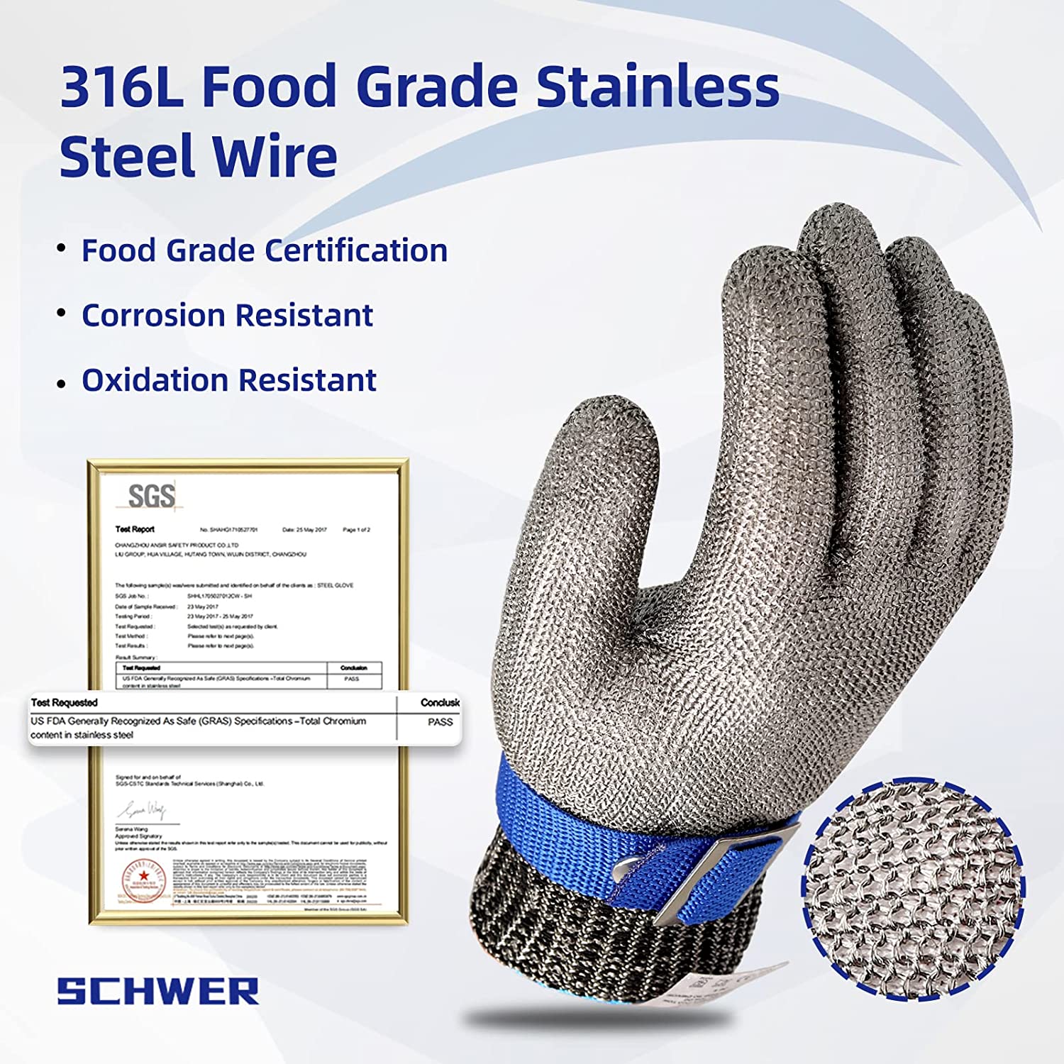 Charly | Food grade stainless steel mesh metal glove