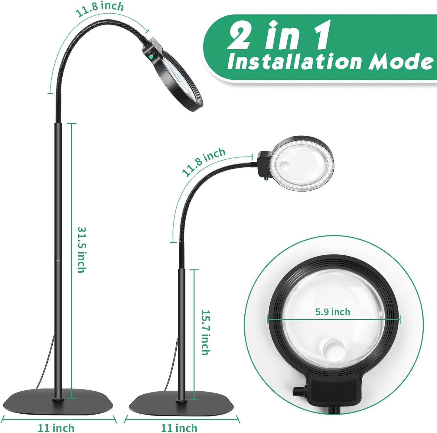 Charly | Full-Sided Magnifying Glass with LED Light – Hands-Free Reading Aid for Books, Crafts, and Hobbies