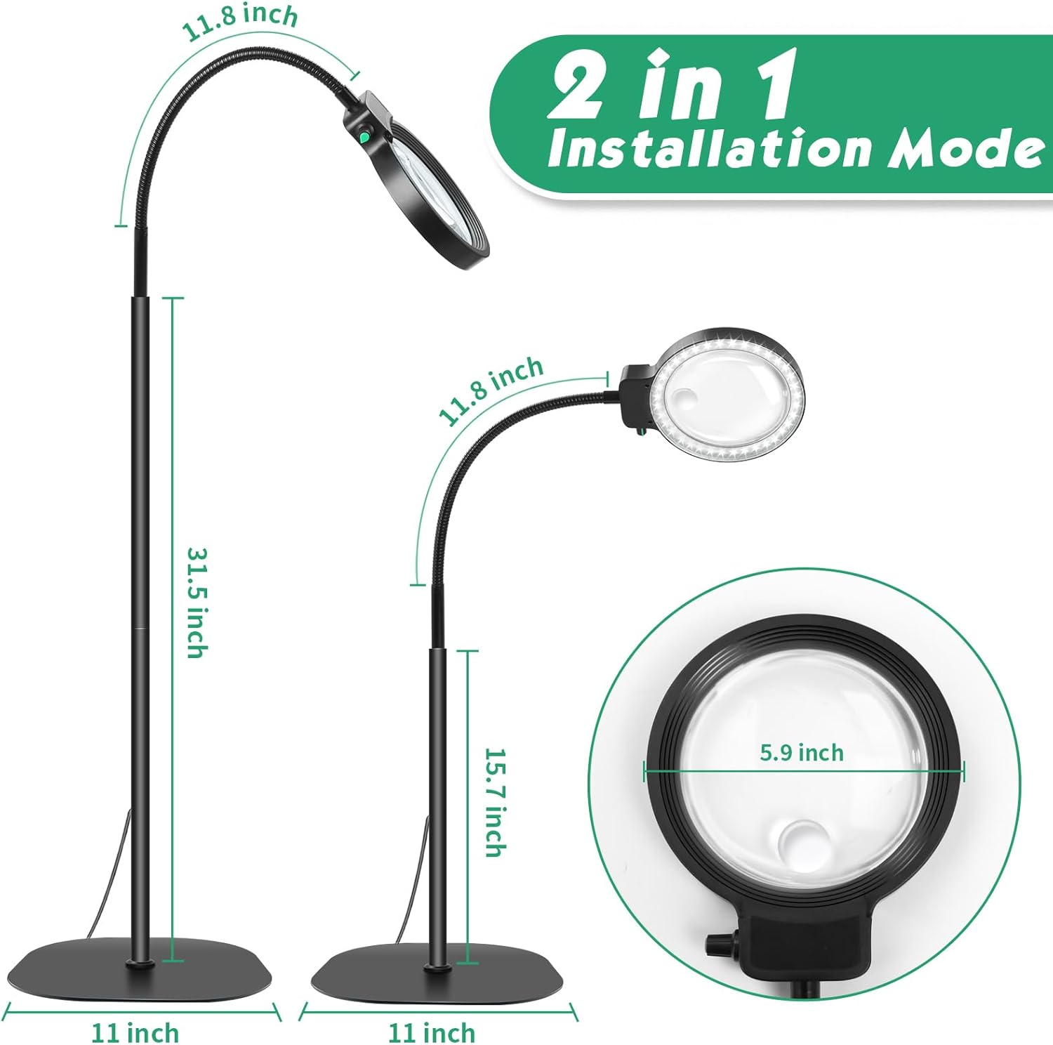 Charly | Full-Sided Magnifying Glass with LED Light – Hands-Free Reading Aid for Books, Crafts, and Hobbies