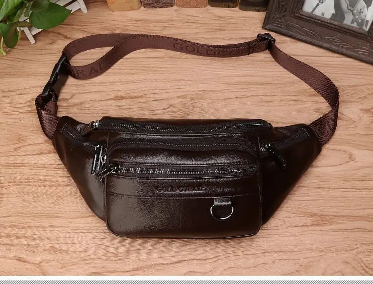 Charly | Genuine Cowhide Leather Waist Bag for Men – Large Capacity Fanny Pack, Belt & Crossbody Travel Bag