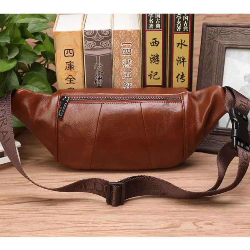 Charly | Genuine Cowhide Leather Waist Bag for Men – Large Capacity Fanny Pack, Belt & Crossbody Travel Bag