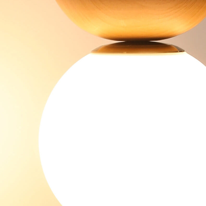 Charly | Glass Globe Ceiling Light | Wood Grain Design