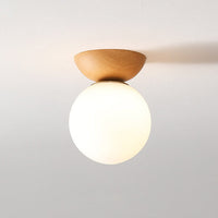 Sisica | Modern Orb Ceiling Fixture | Faux Wood Accent