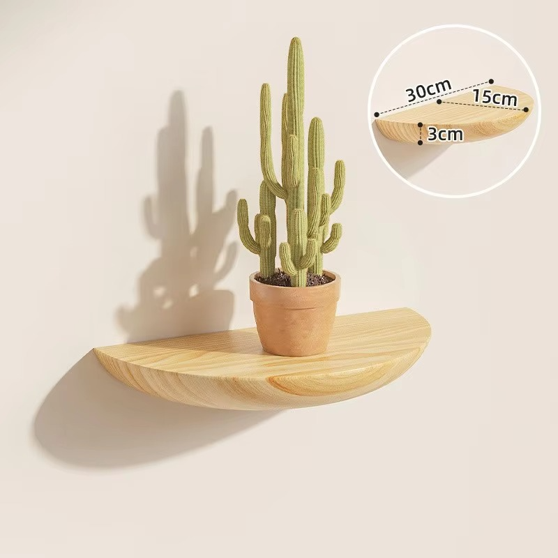 Charly | Half-Round Wooden Wall Shelf | Stylish and Space-Saving | Natural Wood