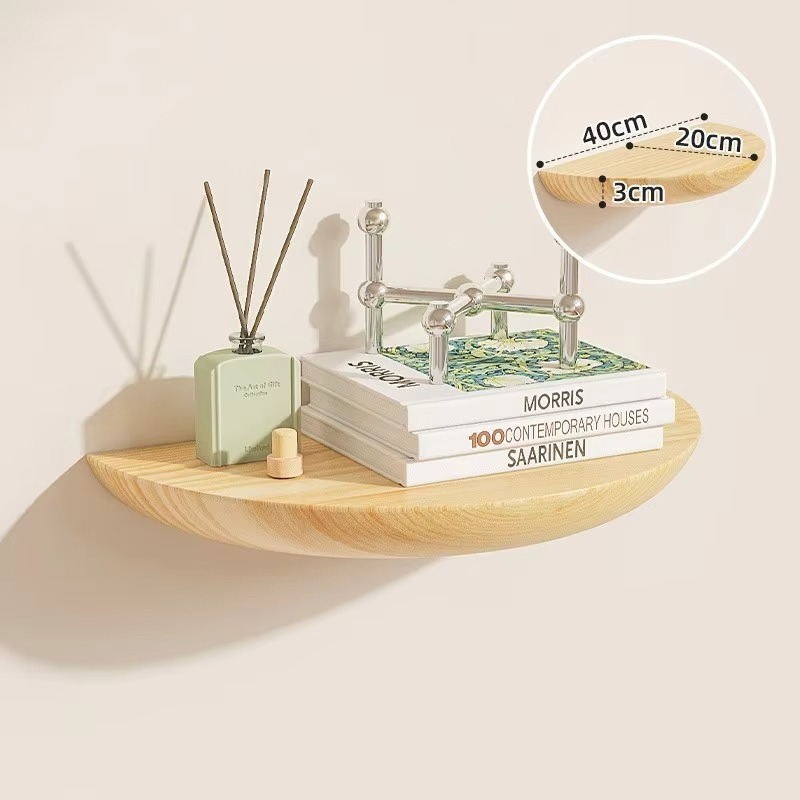 Charly | Half-Round Wooden Wall Shelf | Stylish and Space-Saving | Natural Wood