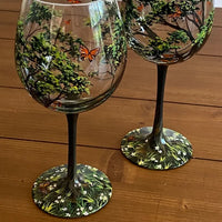 Sisica | Hand Painted Four Seasons Tree Wine Glasses | Unique Art