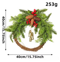 Sisica | Rustic Winter Door Wreath | Bells, Pinecones, Berries | 43cm