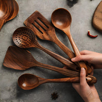 5-Piece Natural Teak Kitchen Tool Set