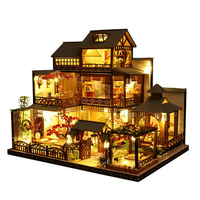 Sisica | Large Realistic Wooden Dollhouse with LED Lights | DIY Miniature Playhouse