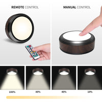 Sisica | Leastyle Remote Control LED Puck Light, Dimmable Battery-Powered Under Cabinet Light - 6 Pack Natural White