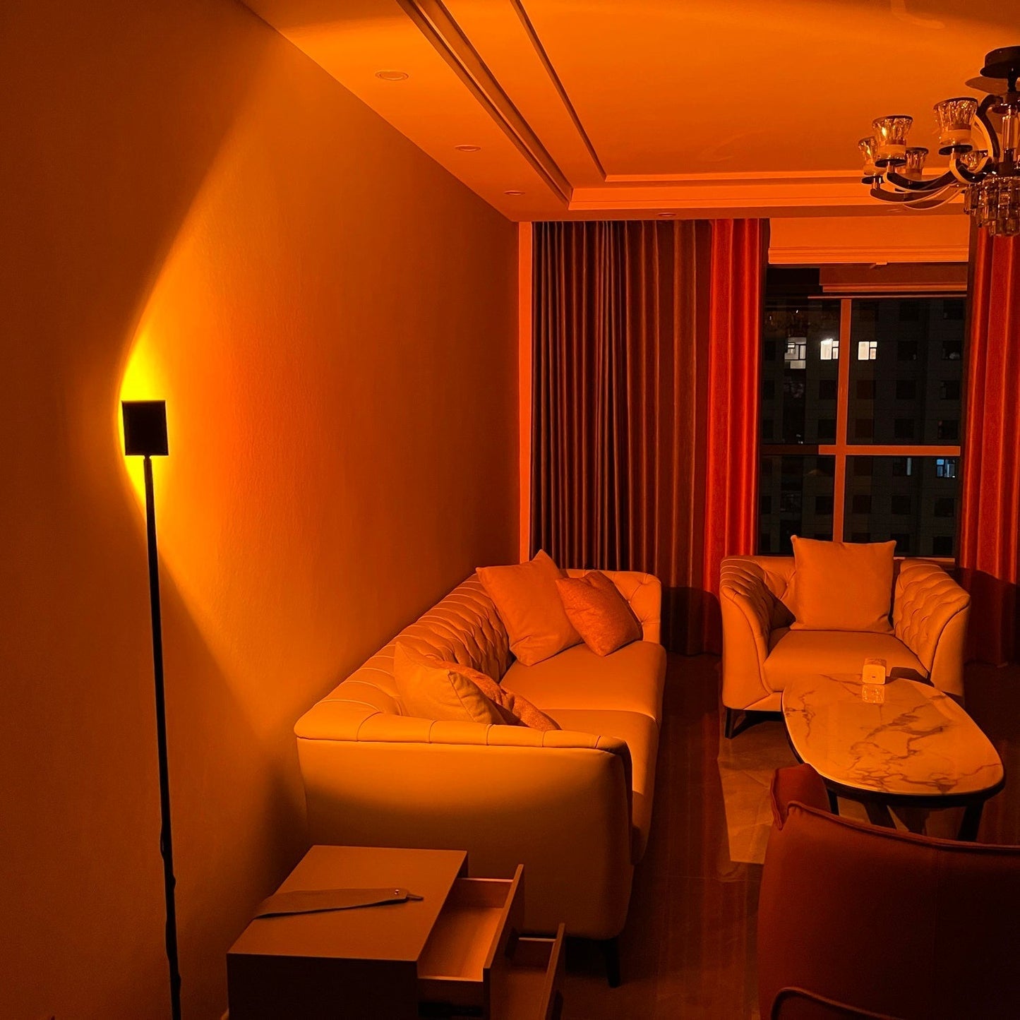 Charly | LED Color Projector Floor Lamp | Minimalist Halo Light Effect