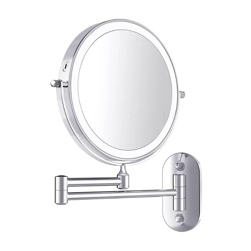 Charly LED Magnifying Mirror | Rechargeable | Cosmetics & Bathroom | Chrome Silver